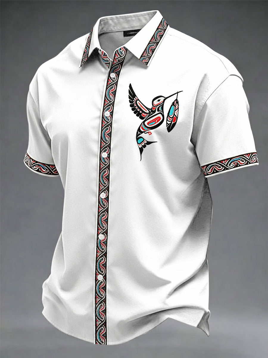 Men's Indigenous Print Casual Shirt