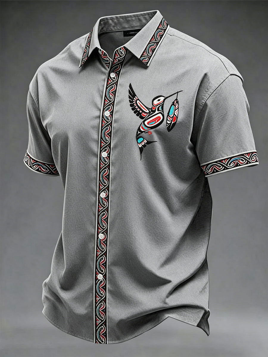 Men's Indigenous Print Casual Shirt
