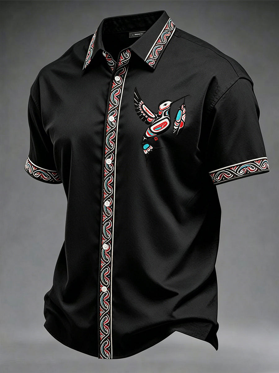 Men's Indigenous Print Casual Shirt
