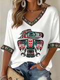 Women's Indigenous Print Casual T-Shirt