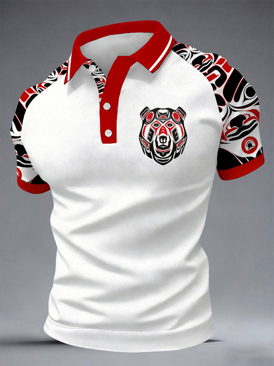 Men's Indigenous Bear Art Casual Top