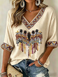 Women's Native Art V-Neck Tops