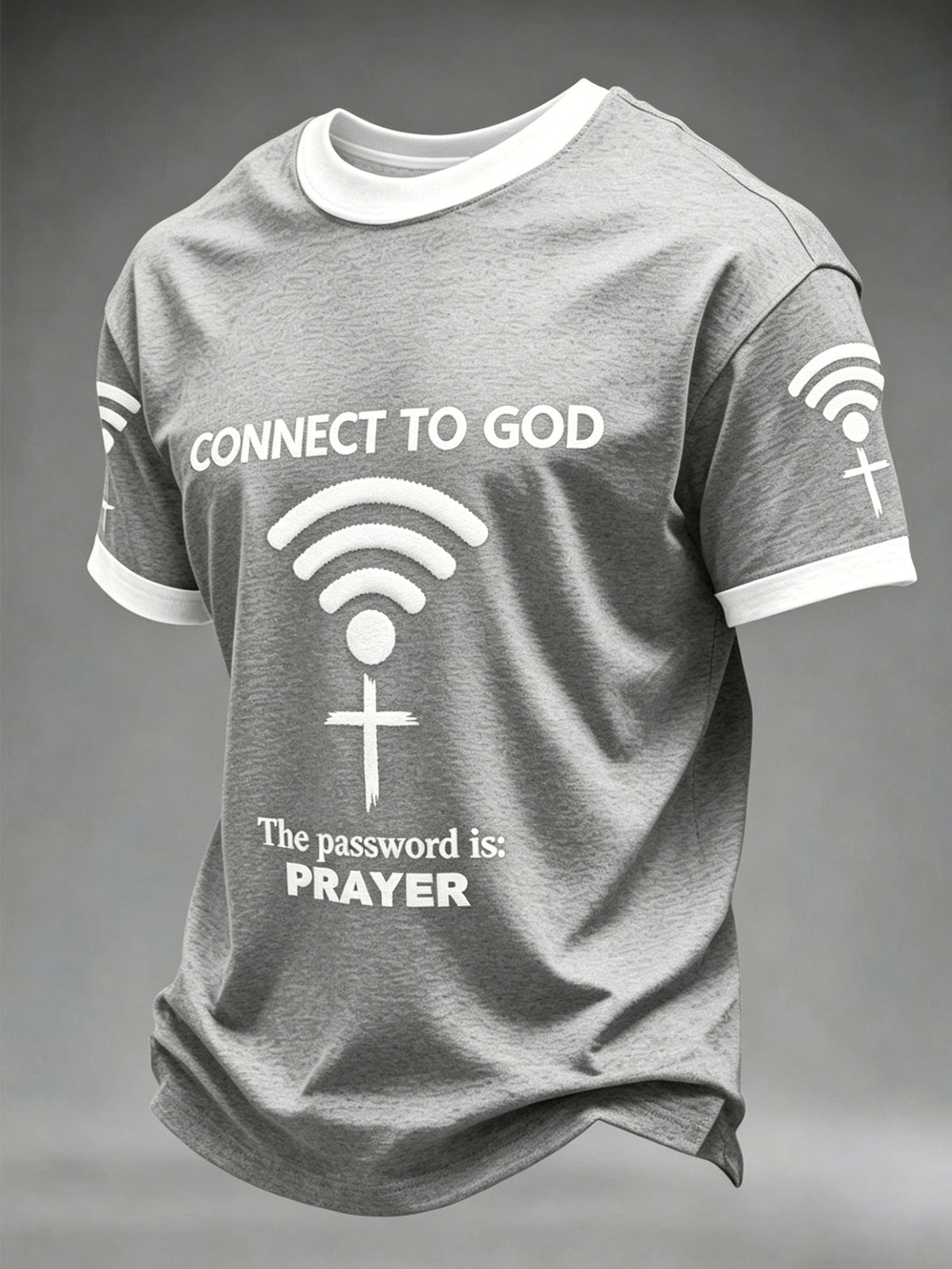 Men's "Connect To God,The Password IS Prayer" Print Casual T-Shirt