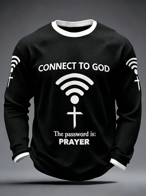 Men's "Connect To God,The Password IS Prayer" Print Casual T-Shirt