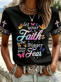 Women's Faith Over Fear Print Casual Tee