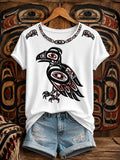 Women's Indigenous Art Print Casual T-Shirt