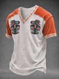 Men's Indigenous Art Print Casual T-Shirt