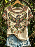 Women's Casual T-Shirt with North American Indigenous Bird Totem Design