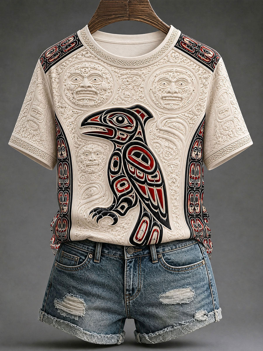 Women's Indigenous Totem Print Casual T-shirt