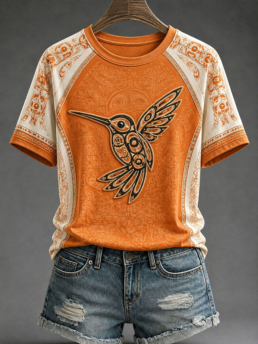 Women's Indigenous Totem Print Casual T-Shirt