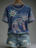 Women’s Indigenous Art Print Casual T-Shirt