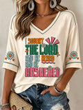 Women's "I sought the lord and he heard and he answered" V-neck T-shirts
