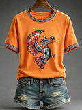 Women's Indigenous Totem Print Casual T-Shirt