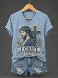 Women's I Can't But I Know A Guy Print Casual V-Neck Tee