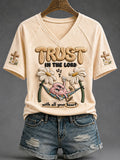 Women's “Trust In The Lord With All Your Heart"Faith Print Casual T-shirt