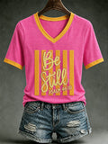 Women's Christian BE STILL PSALM 46:10 Printed Short Sleeve T-shirt