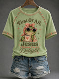 Women's 'Jesus Thinks I'm A Delight' Printed Casual T-Shirt