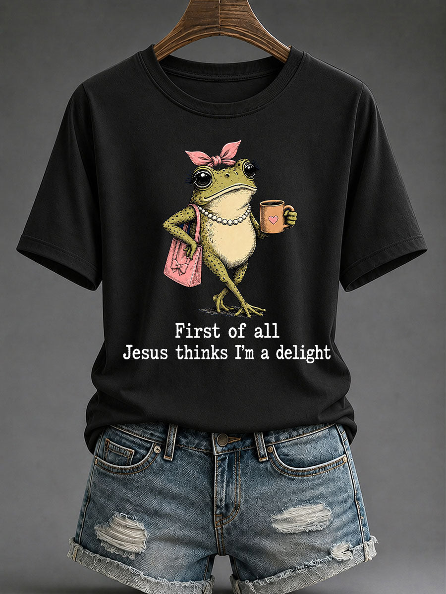Women's 'Jesus Thinks I'm A Delight' Printed Casual T-Shirt