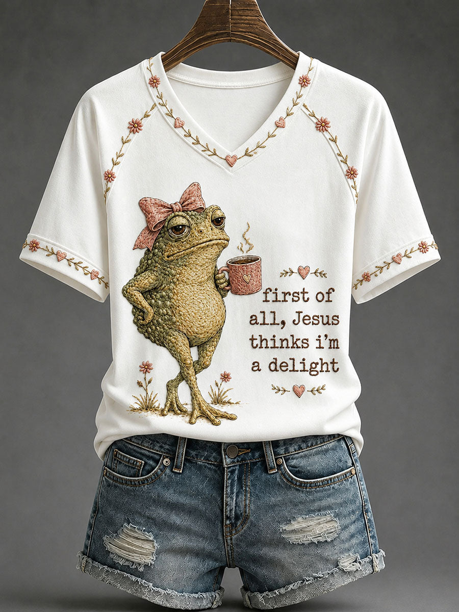 Women's 'Jesus Thinks I'm A Delight' Printed Casual T-Shirt