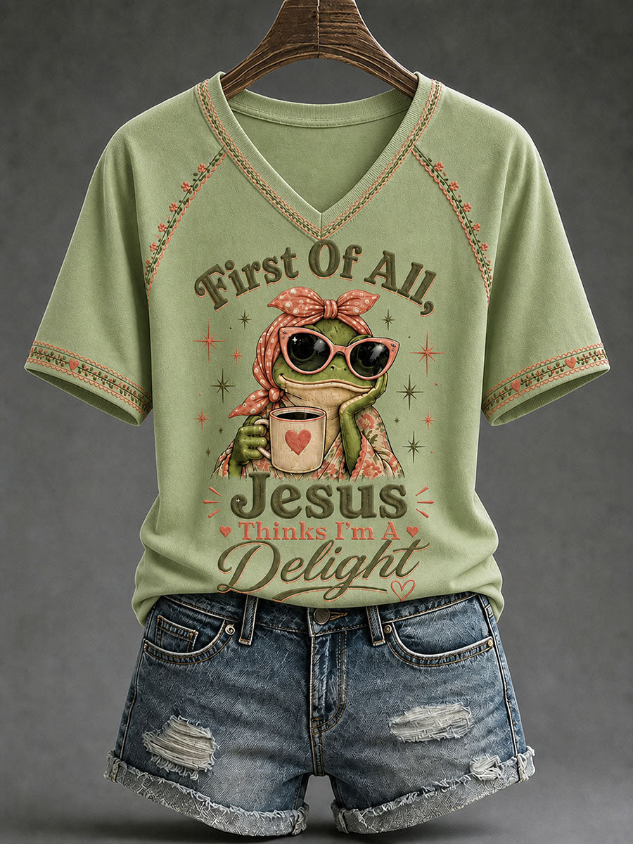Women's 'Jesus Thinks I'm A Delight' Printed Casual T-Shirt