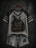 Women's Halloween Print V-neck short-sleeved T-shirt