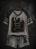 Women's Halloween Print V-neck short-sleeved T-shirt