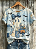 Women's retro Halloween theme pattern casual short-sleeve T-shirt