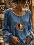 Women's Indigenous Art Cotton Linen Shirt