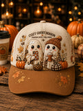 Unisex Vintage Autumn Cute Ghost Art  Print Hat