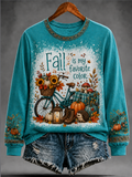 Women's FALL IS MY FAVORITE COLOR Printed off-shoulder sweatshirt