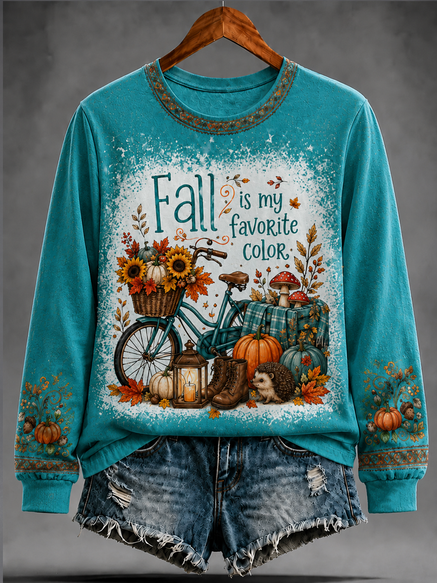 Women's FALL IS MY FAVORITE COLOR Printed off-shoulder sweatshirt