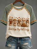 Women's Short Legs Big Fall Energy Round Neck Short Sleeve T-shirt