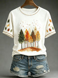 Women's Autumn Themed Printed Casual T-shirt