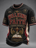 Men's Christian Walking By Faith, Tripping Constantly Cross O-neck Short Sleeve T-shirt