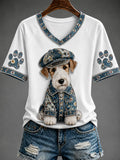 Women's V-neck off-shoulder short-sleeved T-shirt