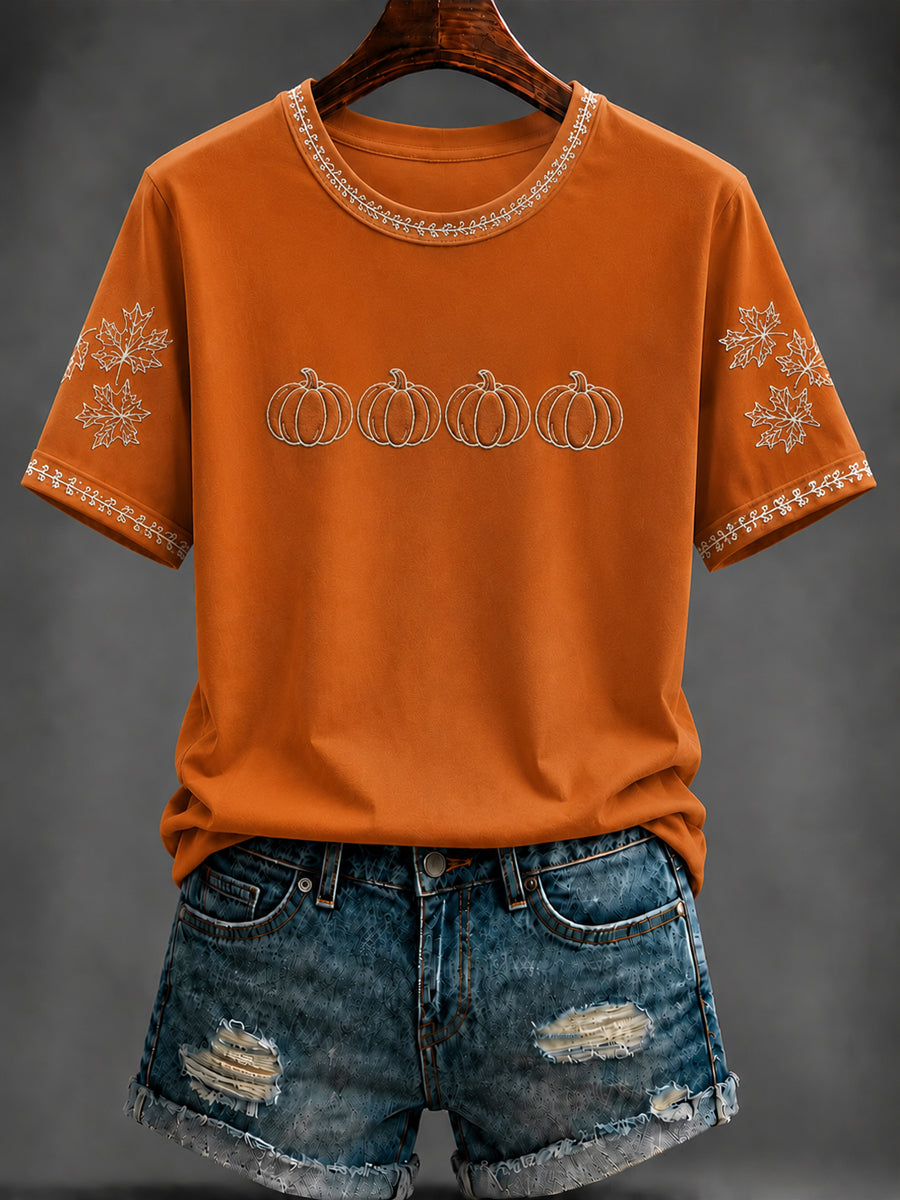Women's Autumn pumpkin Printed T-shirt