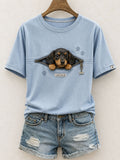 Women's Lovely Dachshund Felt Art T-Shirt