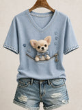 Women's Lovely Chihuahua Felt Art T-Shirt