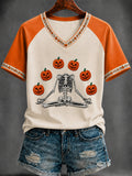 Women's Halloween Print V-neck short-sleeved T-shirt