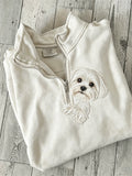 Women's Peeking Maltese Dog Print Zip Up Sweatshirt
