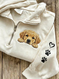 Women's Cute Dog & Paw Prints Zip Up Sweatshirt