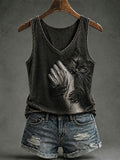 Women's Gothic Black Cat V-Neck Vests