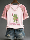 Women's 'We Fight At Dawn'  Fun Breast Cancer Prevention and Awareness T-shirt