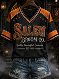 Women's Salem Broom Company Printed V-neck T-shirt