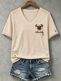 Women's Lovely Pug Felt  Art T-Shirt