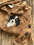 Women's Peeking Bernese Mountain Dog & Paw Print Zip Up Sweatshirt