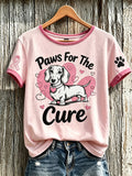 Women's breast cancer theme cute dog print casual short-sleeve T-shirt