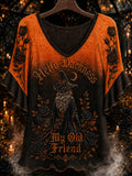 Women's Hello Darkness My Old Friend Halloween Print Shirt