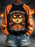 Women's On A Dark Desert Highway Halloween Print Raglan Sleeve Sweatshirt