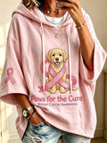 Women’s Paws For The Cure Pink Ribbon Golden Retriever Print Hoodie